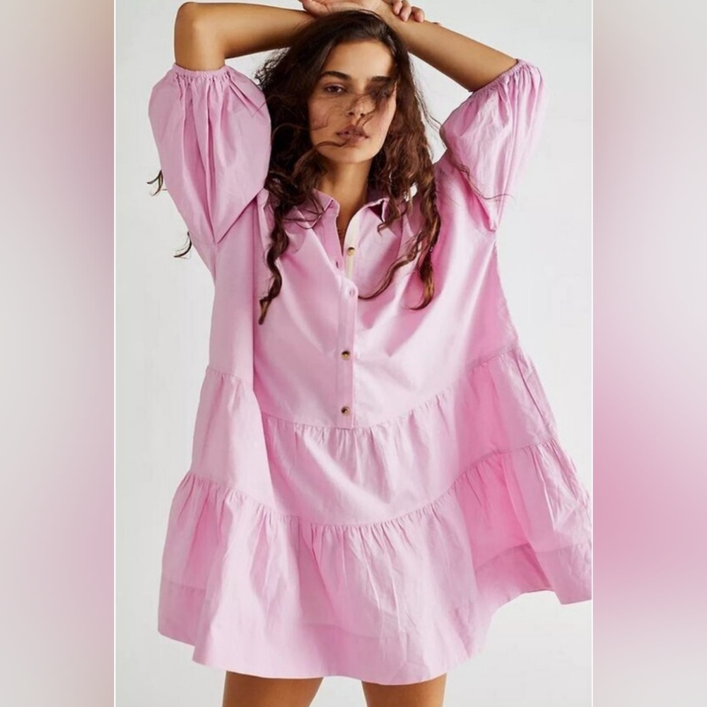 Free People Misha Baby Doll Dress in Light Pink - Medium